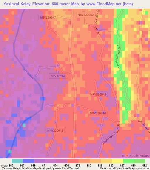 Yasinzai Kelay,Afghanistan Elevation Map