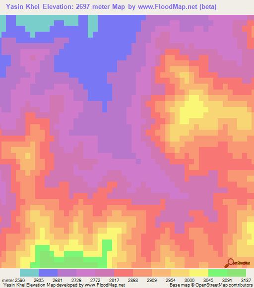 Yasin Khel,Afghanistan Elevation Map