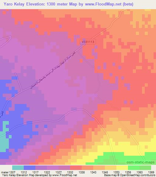 Yaro Kelay,Afghanistan Elevation Map