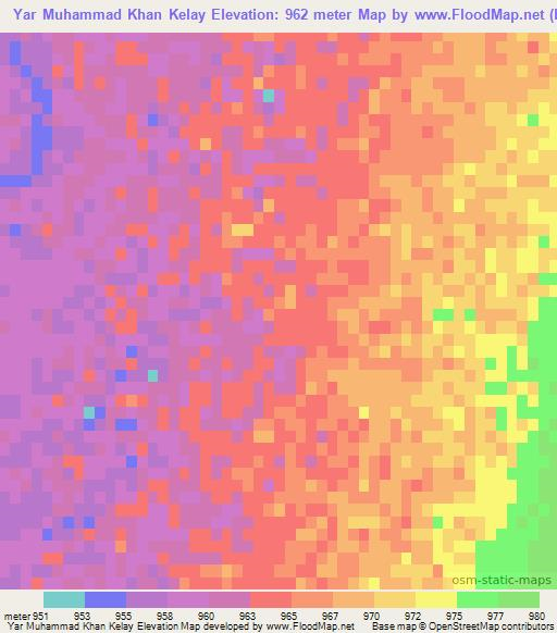 Yar Muhammad Khan Kelay,Afghanistan Elevation Map