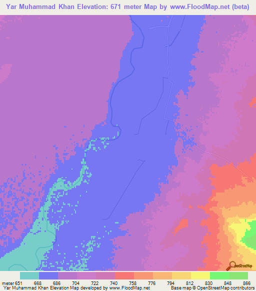 Yar Muhammad Khan,Afghanistan Elevation Map
