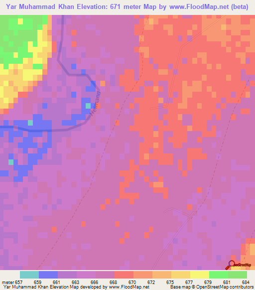 Yar Muhammad Khan,Afghanistan Elevation Map