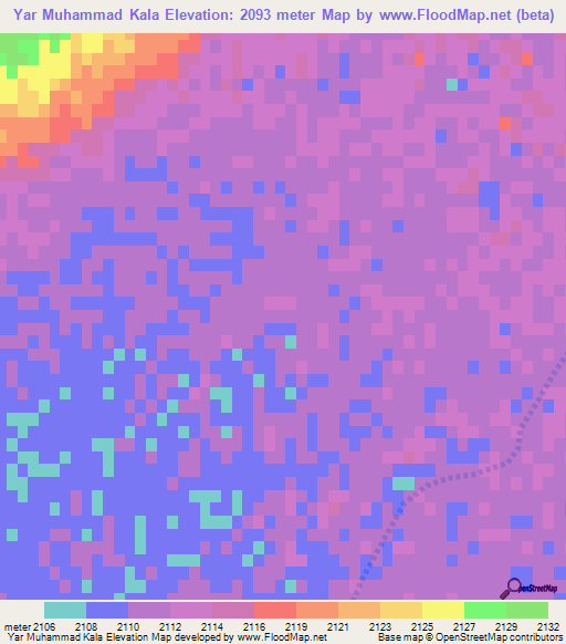 Yar Muhammad Kala,Afghanistan Elevation Map