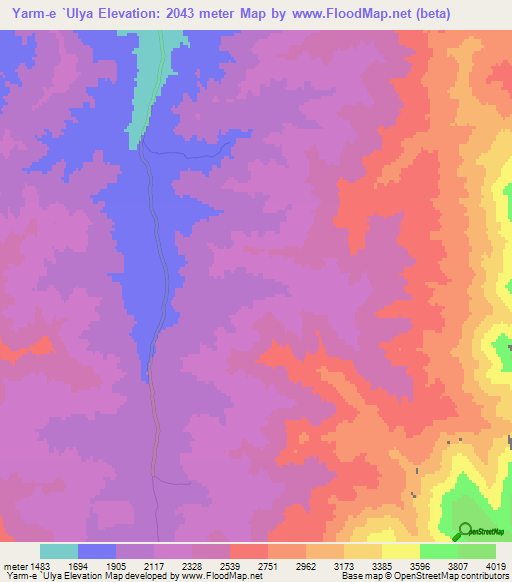Yarm-e `Ulya,Afghanistan Elevation Map