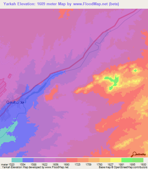 Yarkah,Afghanistan Elevation Map
