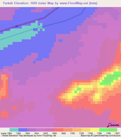 Yarkah,Afghanistan Elevation Map
