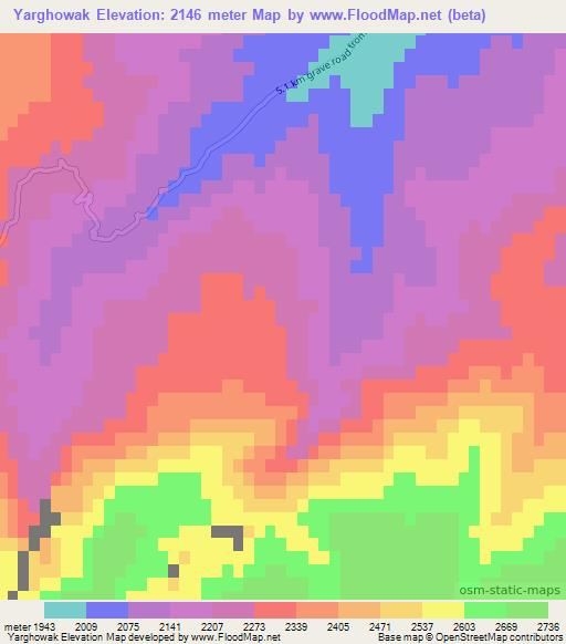 Yarghowak,Afghanistan Elevation Map