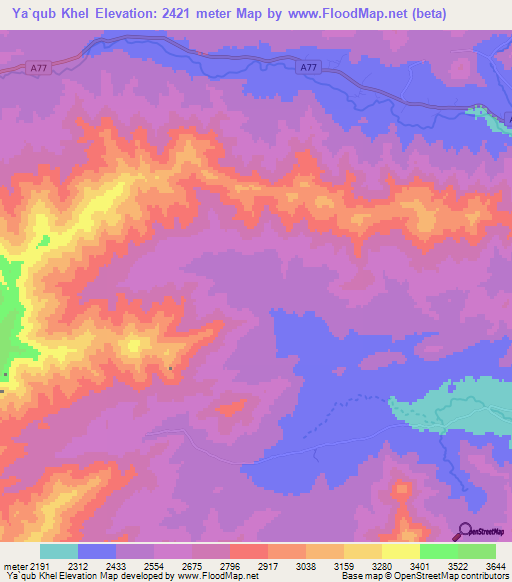 Ya`qub Khel,Afghanistan Elevation Map