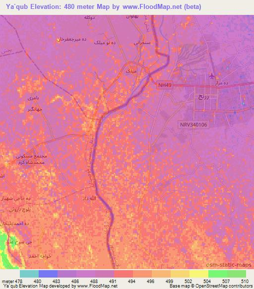 Ya`qub,Afghanistan Elevation Map