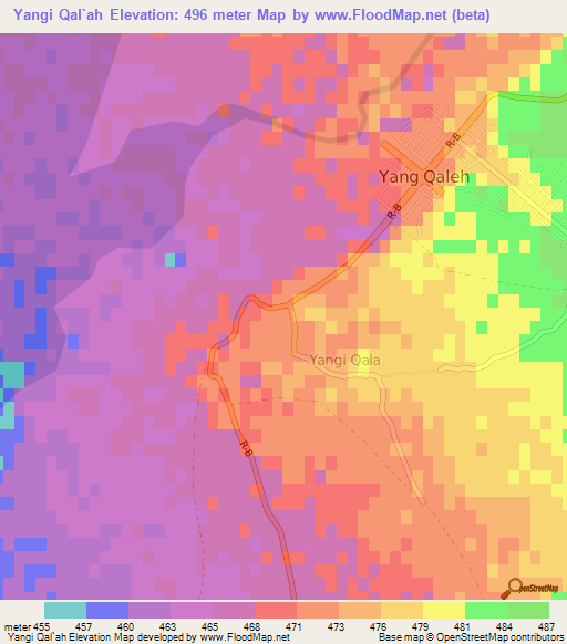 Yangi Qal`ah,Afghanistan Elevation Map