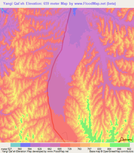 Yangi Qal`eh,Afghanistan Elevation Map