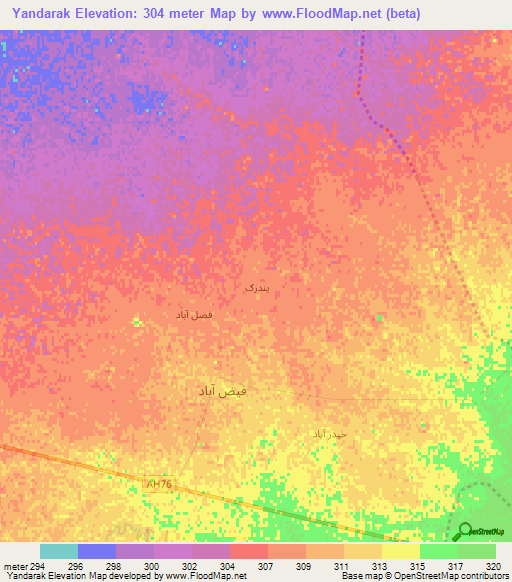Yandarak,Afghanistan Elevation Map