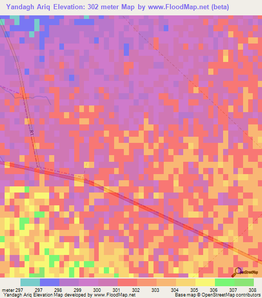 Yandagh Ariq,Afghanistan Elevation Map