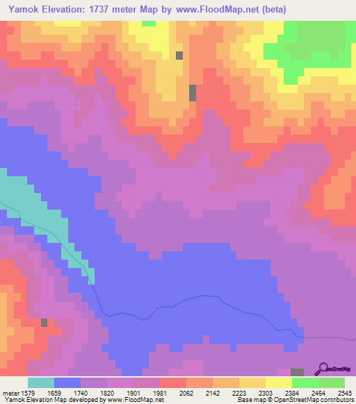 Yamok,Afghanistan Elevation Map