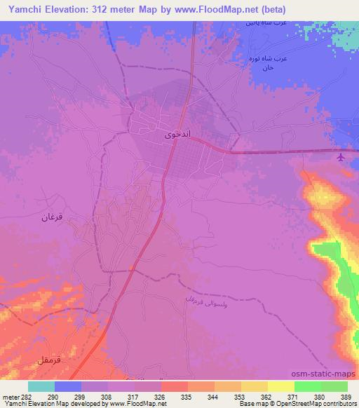Yamchi,Afghanistan Elevation Map