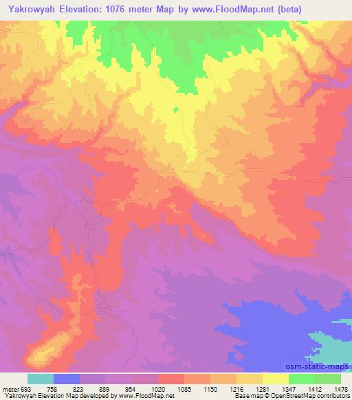 Yakrowyah,Afghanistan Elevation Map