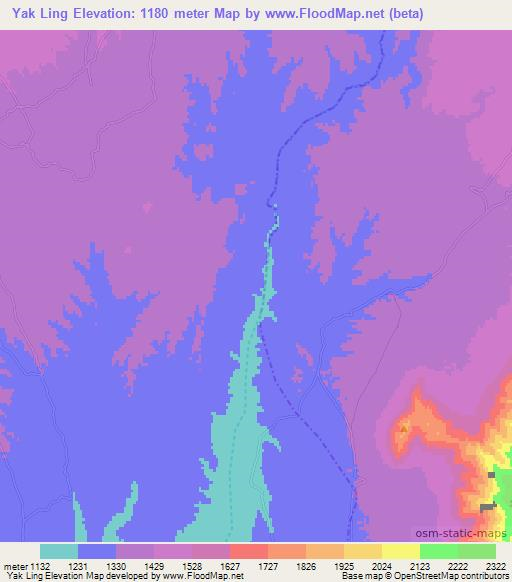 Yak Ling,Afghanistan Elevation Map