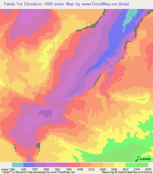 Yakah Tut,Afghanistan Elevation Map