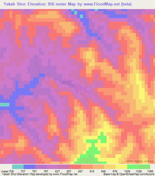 Yakah Shor,Afghanistan Elevation Map