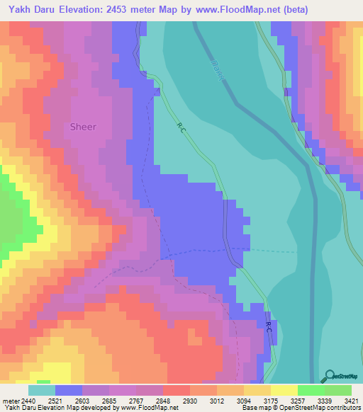 Yakh Daru,Afghanistan Elevation Map