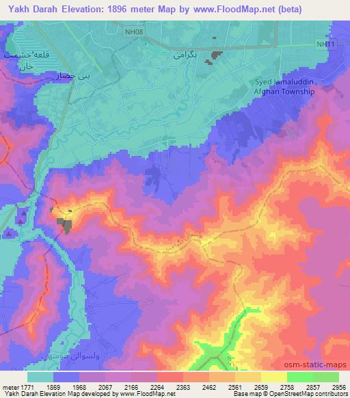 Yakh Darah,Afghanistan Elevation Map