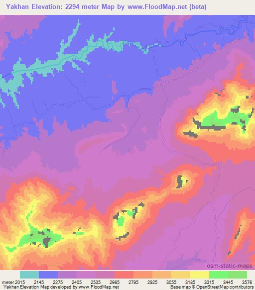 Yakhan,Afghanistan Elevation Map