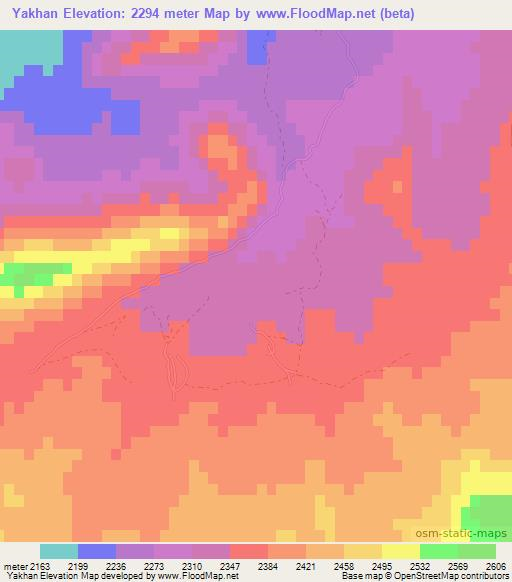Yakhan,Afghanistan Elevation Map