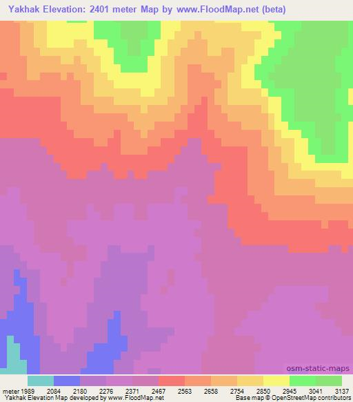 Yakhak,Afghanistan Elevation Map