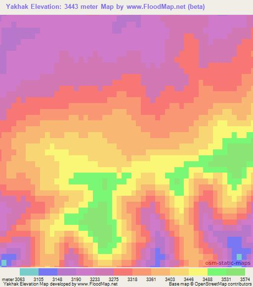Yakhak,Afghanistan Elevation Map