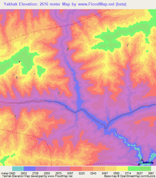 Yakhak,Afghanistan Elevation Map