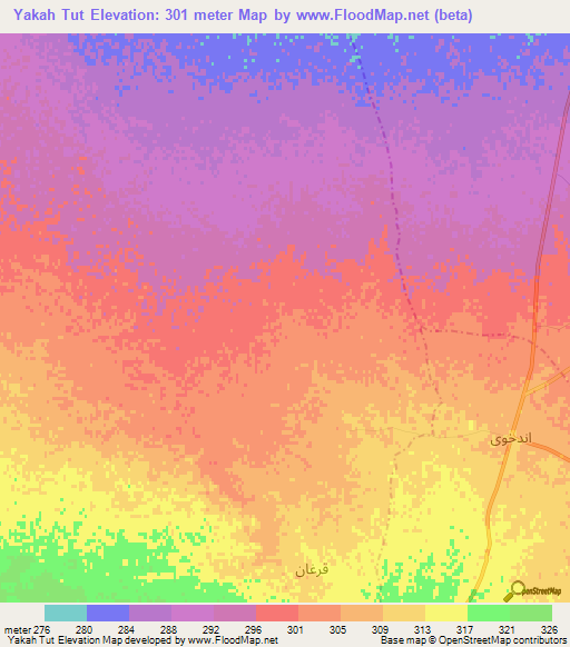 Yakah Tut,Afghanistan Elevation Map