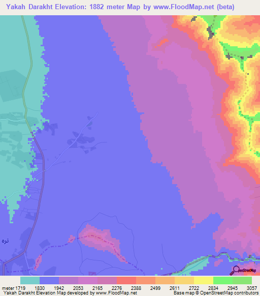Yakah Darakht,Afghanistan Elevation Map