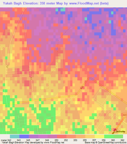 Yakah Bagh,Afghanistan Elevation Map
