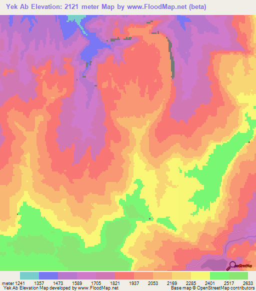 Yek Ab,Afghanistan Elevation Map