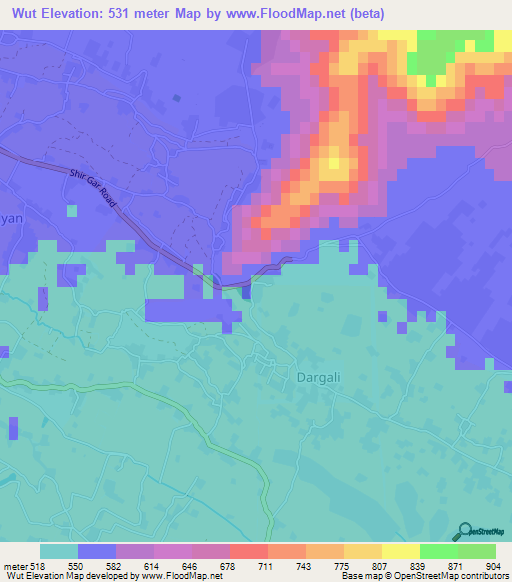 Wut,Afghanistan Elevation Map