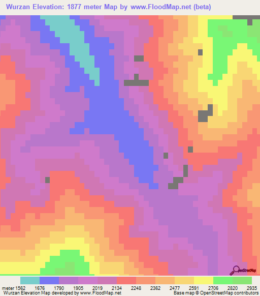 Wurzan,Afghanistan Elevation Map