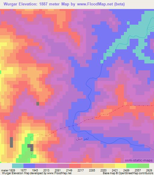 Wurgar,Afghanistan Elevation Map