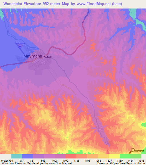 Wunchalat,Afghanistan Elevation Map