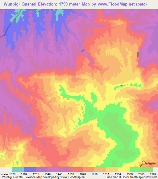Wunbigi Qushtal,Afghanistan Elevation Map
