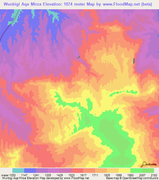 Wunbigi Aqa Mirza,Afghanistan Elevation Map