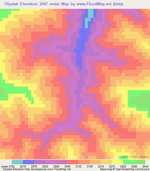 `Olyatak,Afghanistan Elevation Map