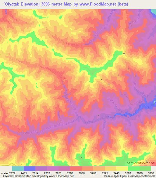 `Olyatak,Afghanistan Elevation Map