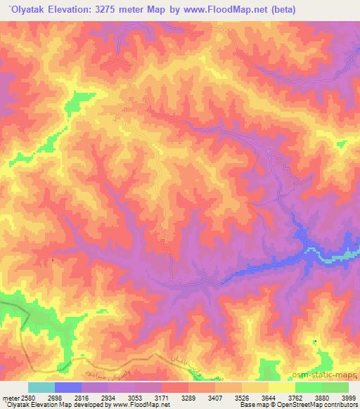 `Olyatak,Afghanistan Elevation Map