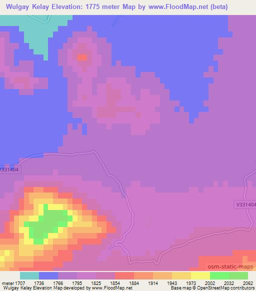 Wulgay Kelay,Afghanistan Elevation Map