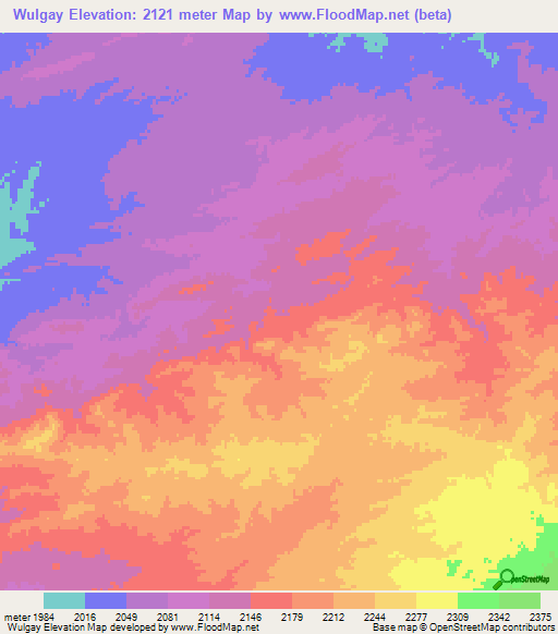 Wulgay,Afghanistan Elevation Map
