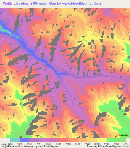 Wujib,Afghanistan Elevation Map
