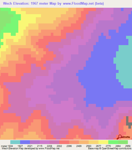 Wech,Afghanistan Elevation Map