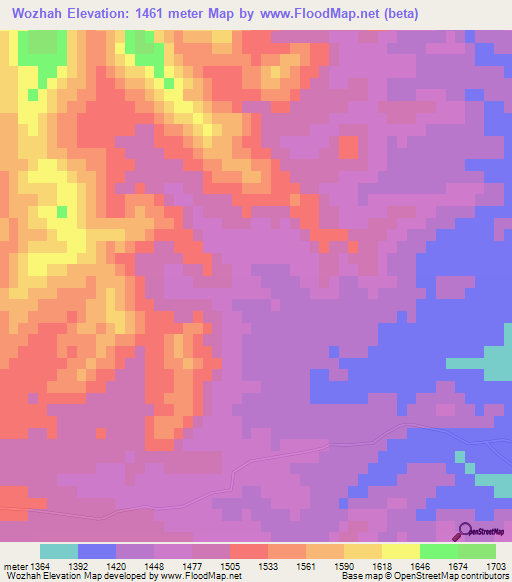 Wozhah,Afghanistan Elevation Map