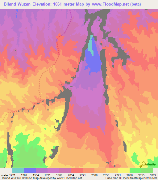 Biland Wuzan,Afghanistan Elevation Map