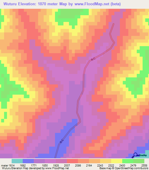 Wuturu,Afghanistan Elevation Map
